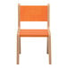 A Whitney Brothers wood children's chair with a hot pumpkin seat and back.