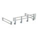 A white Cambro shelf rail with hooks and bars.