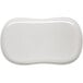 A white rectangular Carlisle melamine platter with a curved edge.