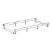A white metal Cambro shelf rail kit with two metal bars and a pair of metal hooks.