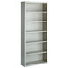 A light gray Hirsh bookcase with six shelves.