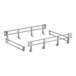 A white metal shelf rail kit with four hooks for a rack.