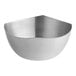An American Metalcraft stainless steel bowl with a curved edge.