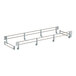 A white metal rack with a pair of metal rods and two handles.