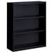 A Hirsh black welded steel bookcase with three shelves.