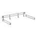 A metal bar with metal rods and hooks on each end.