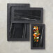 An American Metalcraft rectangular black marble and slate two-tone melamine serving platter.