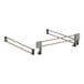 A pair of metal shelf rails with a white background.