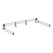 A black and silver metal shelf rail kit with a pair of metal rods.