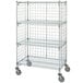 A Metro Super Erecta chrome wire slanted shelf cart on wheels.