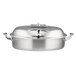 A Bon Chef stainless steel brazier pot with hinged glass lid.