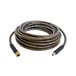 A coiled black hose with gold nozzles.