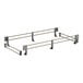 A black and grey metal railing with two bars.