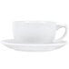 A CAC porcelain cappuccino cup and saucer on a white saucer.