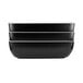 A stack of three black Elite Global Solutions rectangular melamine bowls.
