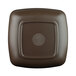 A brown square Elite Global Solutions melamine bowl with a white speckled square interior.