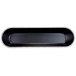 A black rectangular melamine bowl with a white border.