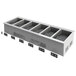 A white rectangular Vollrath drop-in hot food well with six compartments.