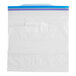 A white plastic Ziploc bag with blue zippers.