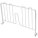 A chrome wire shelf divider with two bars.