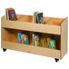 A Whitney Brothers mobile book organizer filled with books.