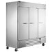 A Beverage-Air Horizon Series silver reach-in refrigerator with four doors.