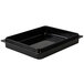A black rectangular Elite Global Solutions melamine food pan lid on a black rectangular tray.