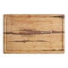 A rectangular faux acacia wood melamine display board with ridges and grip handles.