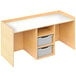 A Whitney Brothers wooden STEM activity desk with drawers and a shelf.