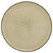 A white porcelain plate with a brown rim.