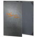 A black rectangular H. Risch Inc. menu cover with orange customizable text.