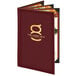 A red Menu Solutions Kensington quad panel menu cover with gold logo.