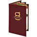 A red Menu Solutions Kensington quad panel menu cover with gold logo.