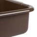 A close-up of a brown Tablecraft bus tub.