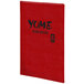 A red Menu Solutions Slim Line menu cover with black text on it.