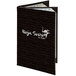 A black Menu Solutions menu cover with white text.