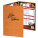a menu with a price list