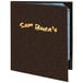 A brown Menu Solutions menu cover with yellow customizable text.
