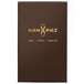 A brown Menu Solutions menu cover with gold text on a white background.