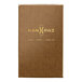 A brown customizable menu cover with a textured pattern and gold lettering.