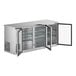 An Avantco stainless steel back bar refrigerator with glass doors.