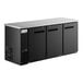 An Avantco black counter height back bar refrigerator with three solid doors.