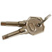 A close-up of a pair of keys for a Galaxy CF Series commercial chest freezer.