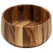 A Fox Run acacia wood salad bowl with a wide base.