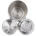 A close-up of a stainless steel Vollrath Cobbler Cocktail Shaker.