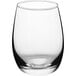 An Acopa stemless wine glass with a clear glass and a black band.