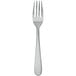 A close-up of a Walco stainless steel table fork with a fieldstone finish.