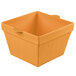 a square orange container with a lid