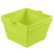 A lime green square container with a handle.