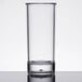 A clear GET SAN plastic shooter / dessert shot glass.